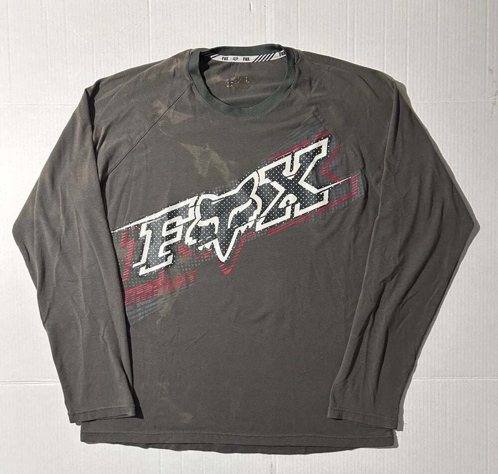 Y2K 00s Fox Racing Long Sleeve T-Shirt Graphic sun faded Gray Motocross Men’s L
